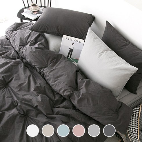 베이직톤 손누빔 광폭 고밀도 순면 호텔식 차렵이불 풀세트 이불+침대패드+베개커버
