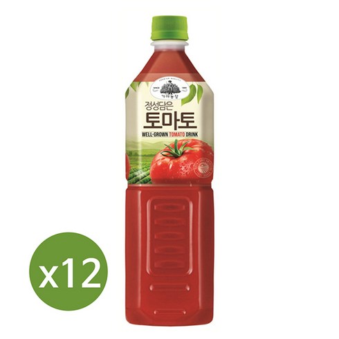 2023년 가성비 최고 토마토주스 - 웅진 가야농장 정성담은 토마토 1Lx12펫, 1L, 12개