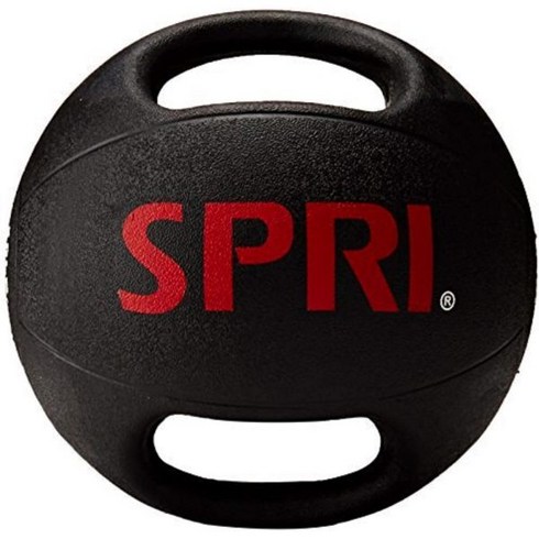 SPRI Xerball 5.4kg(12파운드) 블랙 듀얼 그립 다이나믹 및 정적 운동을 위한 손잡이가 달린 메디신 볼 근력 강화 스트레칭 근육 토닝을 체육관 공 운동, D) 12-Pound (Black)