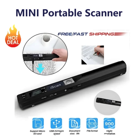 비과피 북스캐너 SMY 휴대용 미니 문서 스캐너 USB 20 A4 책 JPG PDF 형식 300600900 DPI 사무실 도서관 은행, 1.Black