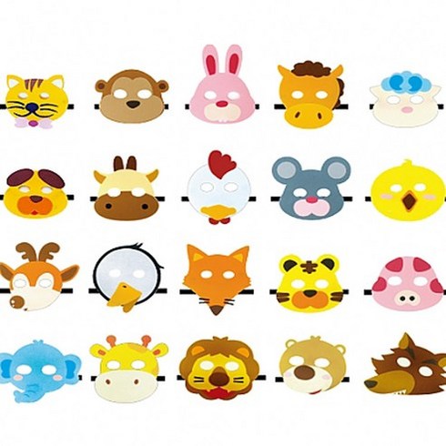 2023년 가성비 최고 동물가면 - 청양토이역할놀이 동물 가면띠 (동물가면띠20종세트), 단품