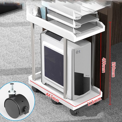 컴퓨터선반 - 우이지아 데스크탑 이동식 길이조절 본체 받침대, 2단59cm(흰색), 1개, 화이트