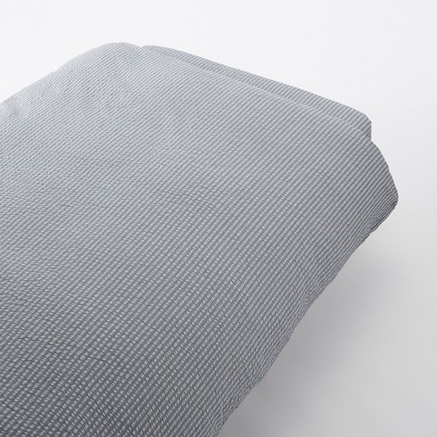 무인양품 MUJI 면 서커 이불 커버 (하부버튼타입) JDA35B0S, 네이비 스트라이프