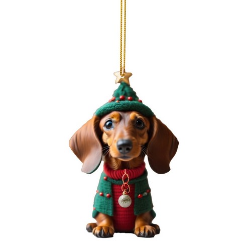 만화 귀여운 강아지 크리스마스 장식품 재미있는 닥스훈트 강아지 매달기 장식품 선물 Xmas 나무 펜던트 파티 용품 집, 6