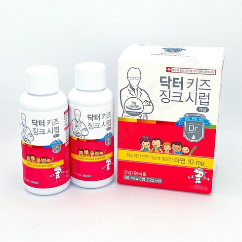 에프앤디넷 닥터 키즈 징크시럽 액상 아연 영양제 아기 유아 어린이 성장기 키즈 면역 60ml X 2병 총 120ml 1박스, 60ml x 2병 1박스, 1개