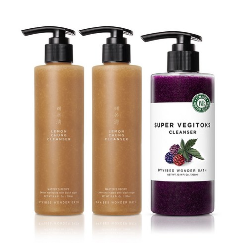 원더바스 레몬청 클렌저 200ml 2개+조성아 원더바스 슈퍼 베지톡스 클렌저 퍼플 300ml (펌프포함) _B, 세트