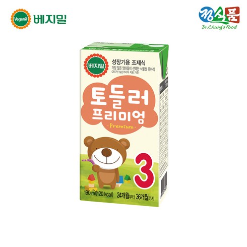 베지밀 토들러 프리미엄 3단계 아기두유 190ml, 원액두유, 32개