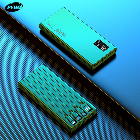 PYHO 보조배터리 30000mAh 보조배터리 66W고속충전 자체 충전선 장착, DX68S(그린)