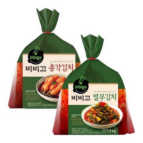 CJ 비비고 총각김치 1.5KG x1개 + 열무김치 1.5KG x1개, 1세트