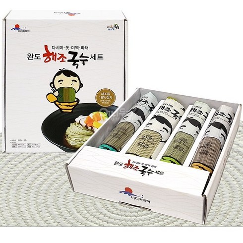 제주톳파스타 - 완도해조국수 4종set 250gx4개 저칼로리 해초 톳 다시마 미역국수, 1세트, 1kg