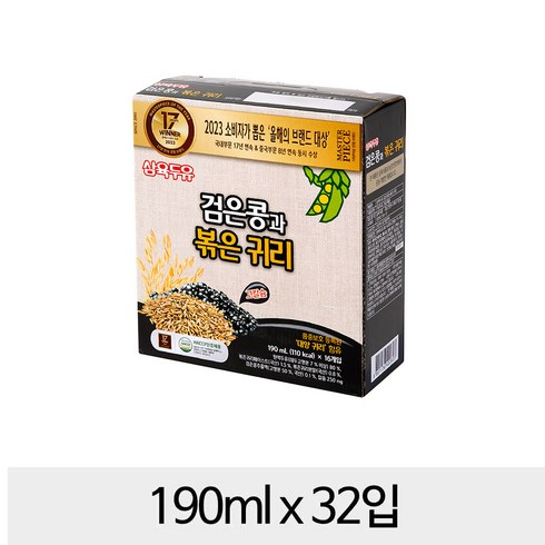 삼육두유 검은콩과 볶은 귀리 팩, 32개, 190ml