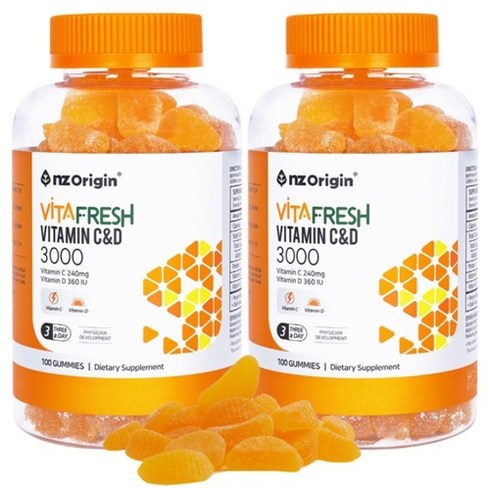엔젯오리진 비타프레쉬 비타민 C D 3000mg x 100구미 2병, 비타프레쉬비타민C, 100정, 2개