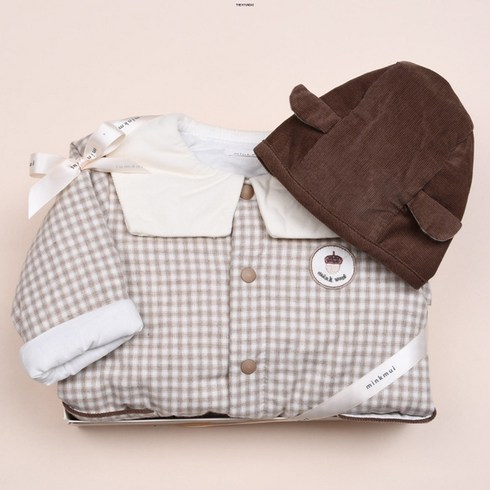 밍크뮤1 23FW (BE)도토리체크패딩우주복SET 모자세 33C1260102