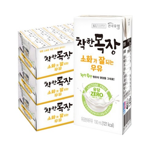 건국유업 건국 착한목장 소화가 잘되는 우유 190ml 72팩, 72개