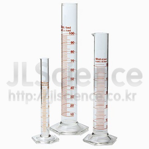 (JLS) 유리 메스실린더 500ml ~ 2000ml (매스실린더 Messcylinder Measuring cylinder)