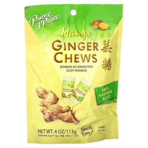 Prince of Peace Ginger Chews Mango 4 oz (113 g), 113g, 1개
