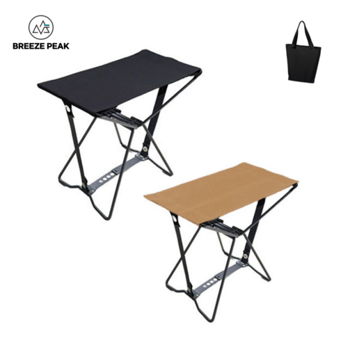 브리즈피크 캠핑 미니 스툴 의자 스탠드 접이식, 블랙, 1개
