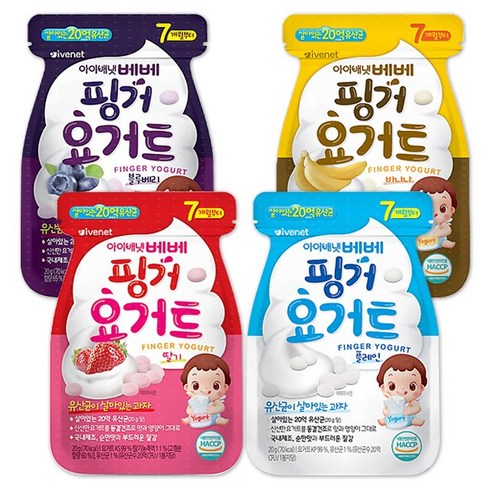 아이배냇(주) ivenet 핑거요거트 플레인1+블루베리1+딸기1+바나나1