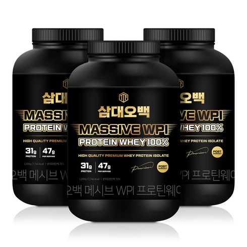 뉴트리커먼 삼대오백 메시브 WPI 프로틴 웨이 100%, 2kg, 3개