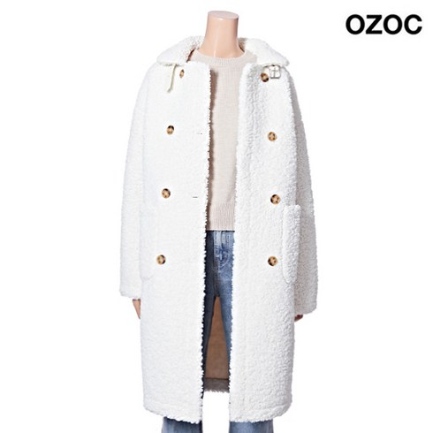 2023년 가성비 최고 부클코트 - 양털 부클 넥 버클 더블 버튼 롱 코트 (K75-95506)
