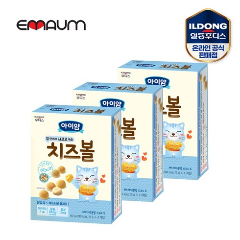 아이얌치즈볼 - 일동후디스 아이얌 볼과자 60g, 치즈맛, 3개