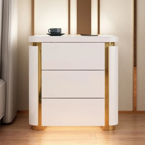 협탁 침대 옆 사이드 테이블 유럽 스마트 홈 침실 가구 단단한 나무 나이트 스탠드 센서 조명 다기능 보관 캐비닛, 10)E2  normal