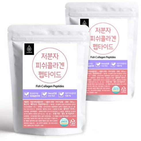 준코 저분자 피쉬 콜라겐 펩타이드 분말 [ 500달톤 ], 2개, 200g