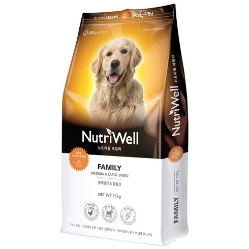 뉴트리웰 어덜트 닭 패밀리 중대형견 애견사료, 15kg, 1개