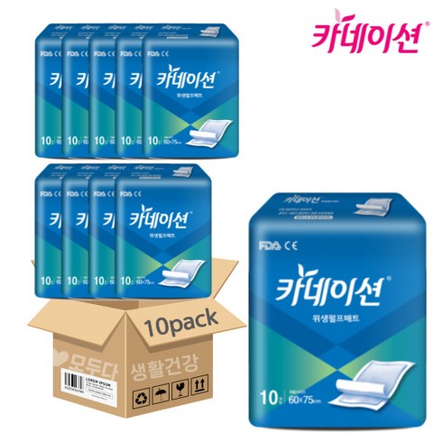 사각매트 - 카네이션 위생매트 깔개매트 10매x10팩 (100매) 박스, FREE(onesize), 10매입, 10개