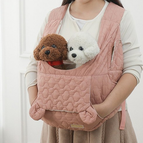 독스랩 강아지 이동가방 포대기 슬링백 앞가방, 로즈핑크