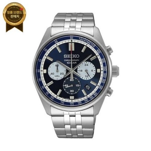 Seiko 세이코 남성 시계 크로노그래프 블루 다이얼 실버 스테인리스 팔찌 SSB427P1