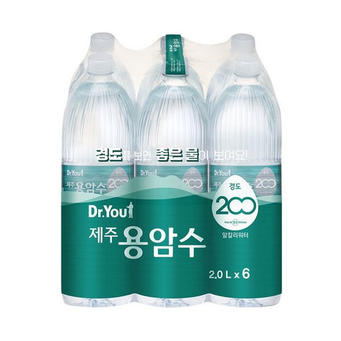 닥터유 유라벨 제주용암수, 2L, 6개