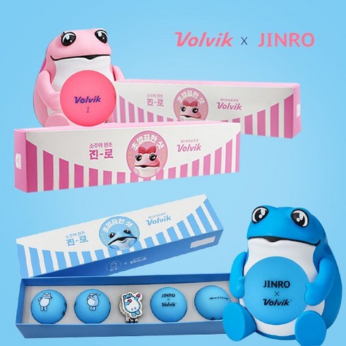 2023년 가성비 최고 진로굿즈 - 볼빅 진로 두꺼비 비비드 롱 4피스 + 볼마커 세트, 블루, 1세트