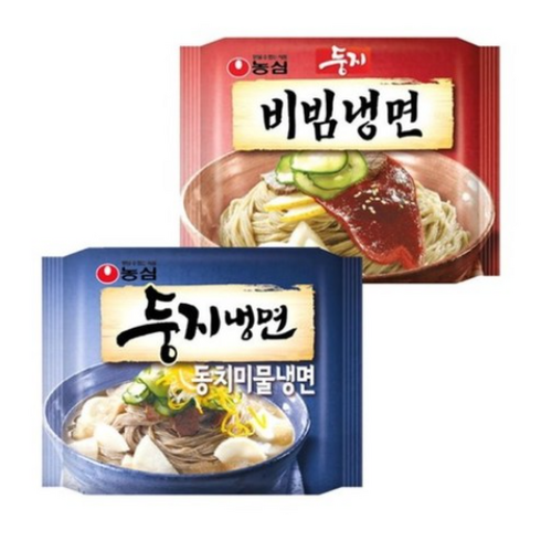 둥지물냉면 - 농심 둥지 비빔냉면 162g 4p x 2팩 + 둥지 동치미 물냉면 161g 4p x 2팩, 1세트