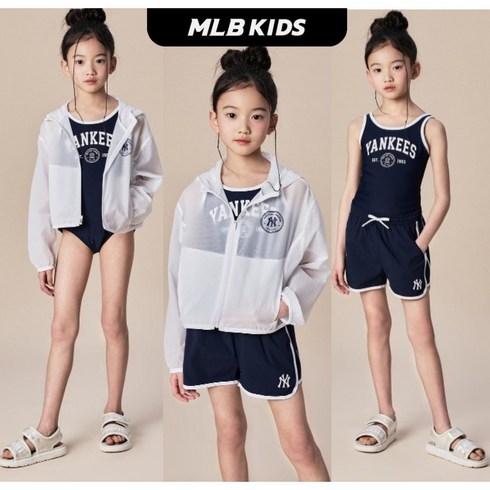 MLB 엠엘비키즈 24SS 바시티 여아 수영복 & 워터쇼츠 세트 7FSWV0443 50NYS 1010991
