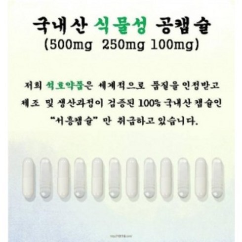 국내산 식물성 공캡슐, 500개, 100mg