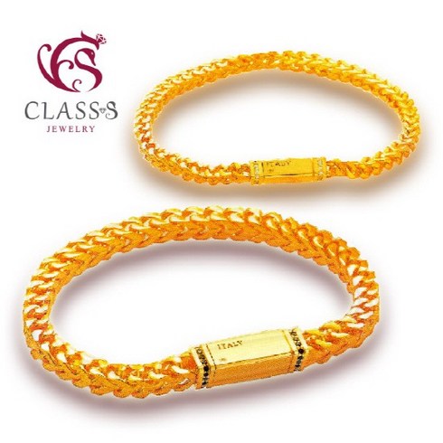 [클래스에스]24K 순금 사각면체인 베이직 커플 금팔찌 18.75g