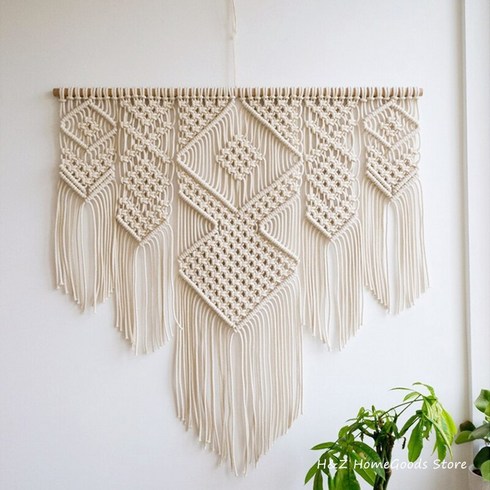 bohemian macrame wall hanging 태피스트리 boho nordic style hand woven for home decor livingroom 침실 룸 하우스, 65x110cm, b 막대기 없이