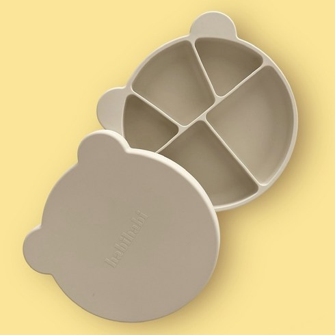 하비하비 실리콘 초강력 5구 흡착식판 뚜껑 포함 2종세트 유아 이유식 흡착볼, 5구 흡착식판 + 뚜껑세트