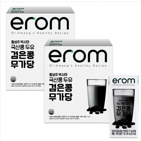 이롬 검은콩 무가당 두유 190mlX100팩 - 이롬 황성주 검은콩무가당두유, 190ml, 64개