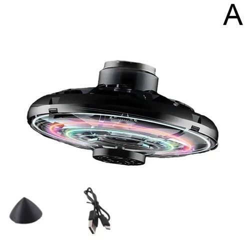플라잉 스피너 UFO 부메랑 미니 드론 매직 LED 라이트 학생 성인 피젯 크리스마스 생일 선물, Black, 1개