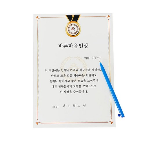키즈클래스 - 초등 중학교 학원 졸업 수료장 상장 용지 10개입 키즈카페 클래스 유치원 드로잉 교구, 밝은 웃음인상(10개입)
