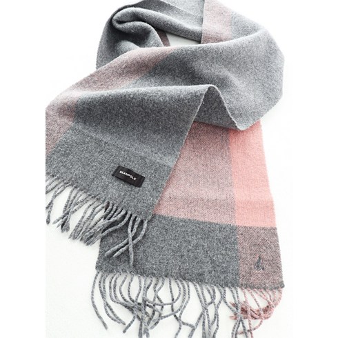 (F)빈폴 목도리 머플러 그레이 핑크 울 체크47