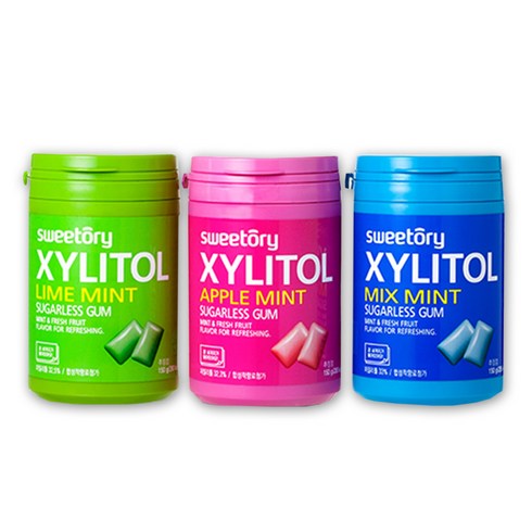 자일리톨 아소트 껌 450g (150g x 3통) 애플민트 라임민트 믹스민트 향 껌, 자일리톨 껌 150g x 3개