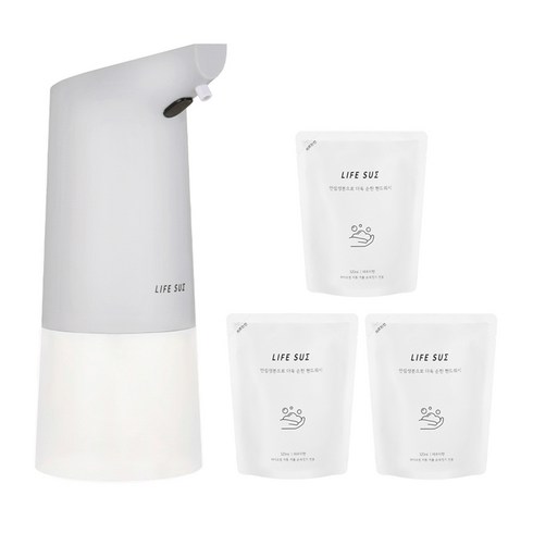 2024년 가성비 최고 센서형 거품손세정기 강블리자동 - 라이프썸 자동 거품 손세정기(LFS-HA11) 핸드워시 3개세트 센서형 비접촉 자동 디스펜서 손세정제 물비누, 그레이+핸드워시3개, 3개