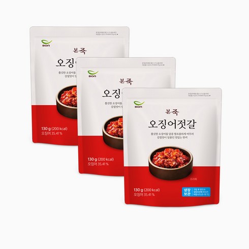 본죽오징어초무침 - [본죽] 오징어젓갈 130g 1+1+1팩, 3개