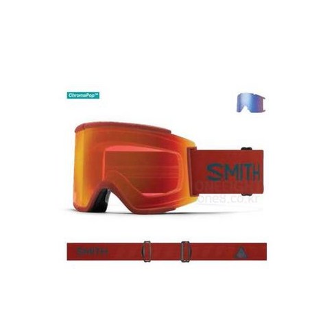 2324 스미스 스노우보드 고글 스쿼드 XL 아시안핏 RED MIRROR STORM BLUE 남녀공용 추가렌즈