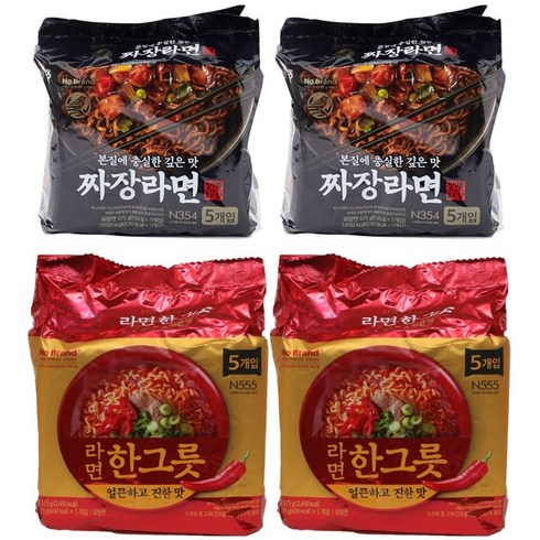 노브랜드 짜장라면 675g(5개입)x2 얼큰라면한그릇 575g(5개입)x2 (총4봉지), 4개