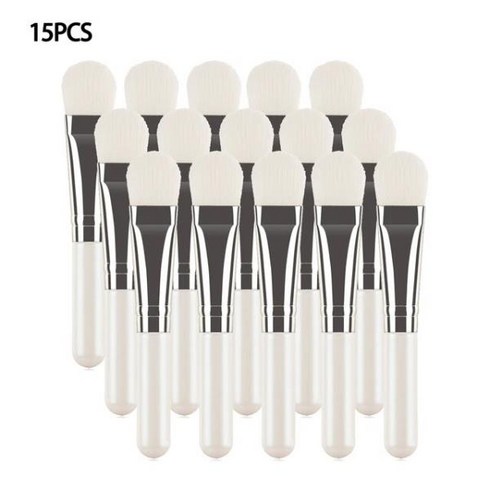 휴대용 페이셜 마스크 소프트 브러시 나무 손잡이 얼굴 스킨 케어 미용 화장품 도구 팬 모양 전문 메이크업 브러시 3 가지 색상, C 15PCS