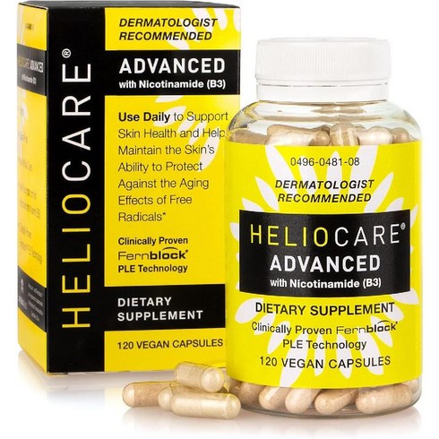 Heliocare 어드밴스드 Nicotinamide B3 써플리먼트: Niacinamide 500mg and Fernblock PLE 추출물 240mg Per Serving - 써, 기본